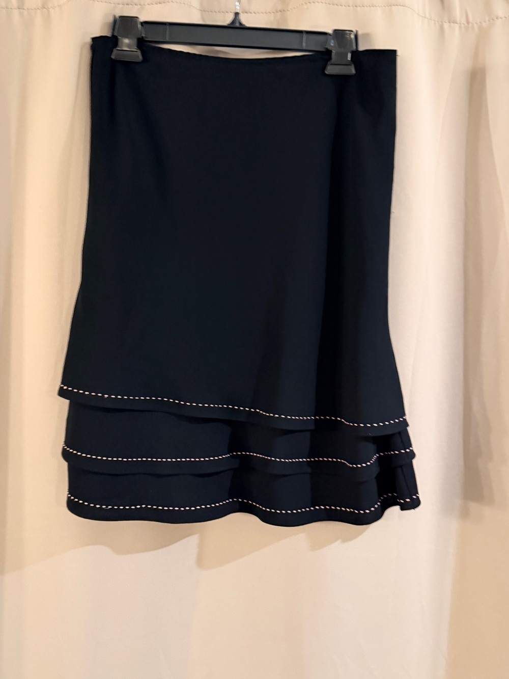 Michele Petite Black Tiered Mini Skirt with Contrast Stitching